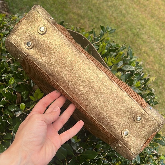 The Sak Brown bronze Crochet Handbag Embellished Shoulder Strap flower key fob - Picture 9 of 16